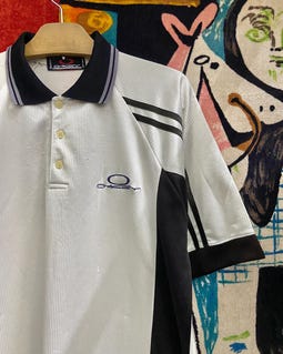 90s OAKLEY border polo shirt ポロシャツ 企業系 Vintage 90s Oakley Polo Jersey Embroidery Logo Basic Collar T