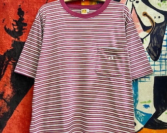 Vintage 90s Hang Ten Striped T-shirt / Rockabilly / Surf Style