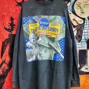 Vintage 90s Rare Trap & Doughboy Hip Hop Label Records Raptee Baggy T Shirt / Classic Hip Hop / Def Jam / Vintage Hip Hop Music T Shirt