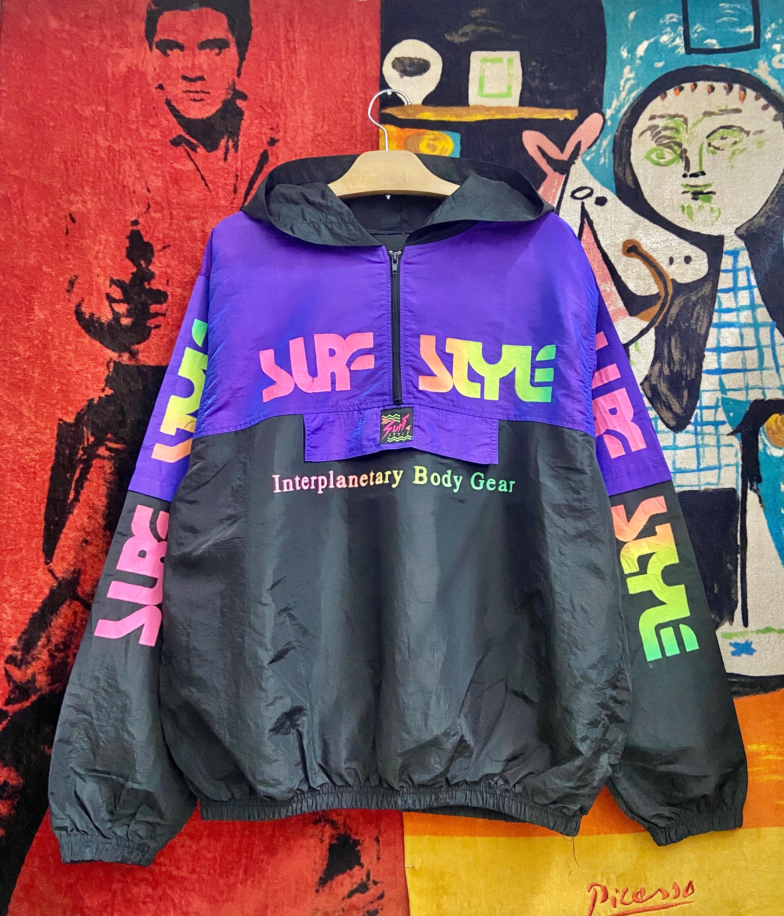 Vintage 90s Surf Style Neon Colour Anorak Half Zip Pull Over