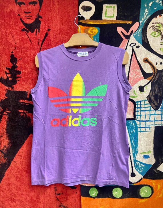 Vintage 80s OG Adidas Adicolor Tank Classic Sportswear Fashion Tank / Summer Fashion /Vintage 70s Style T Shirt Size M