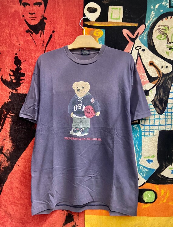 Camiseta vintage de los 90 con estampado de oso icónico de Polo