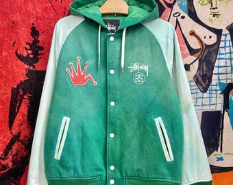 STUSSY ジップ　ジャケット　00s 00s STUSSY ウール ジャケットコート ジップフーディー ブラック
