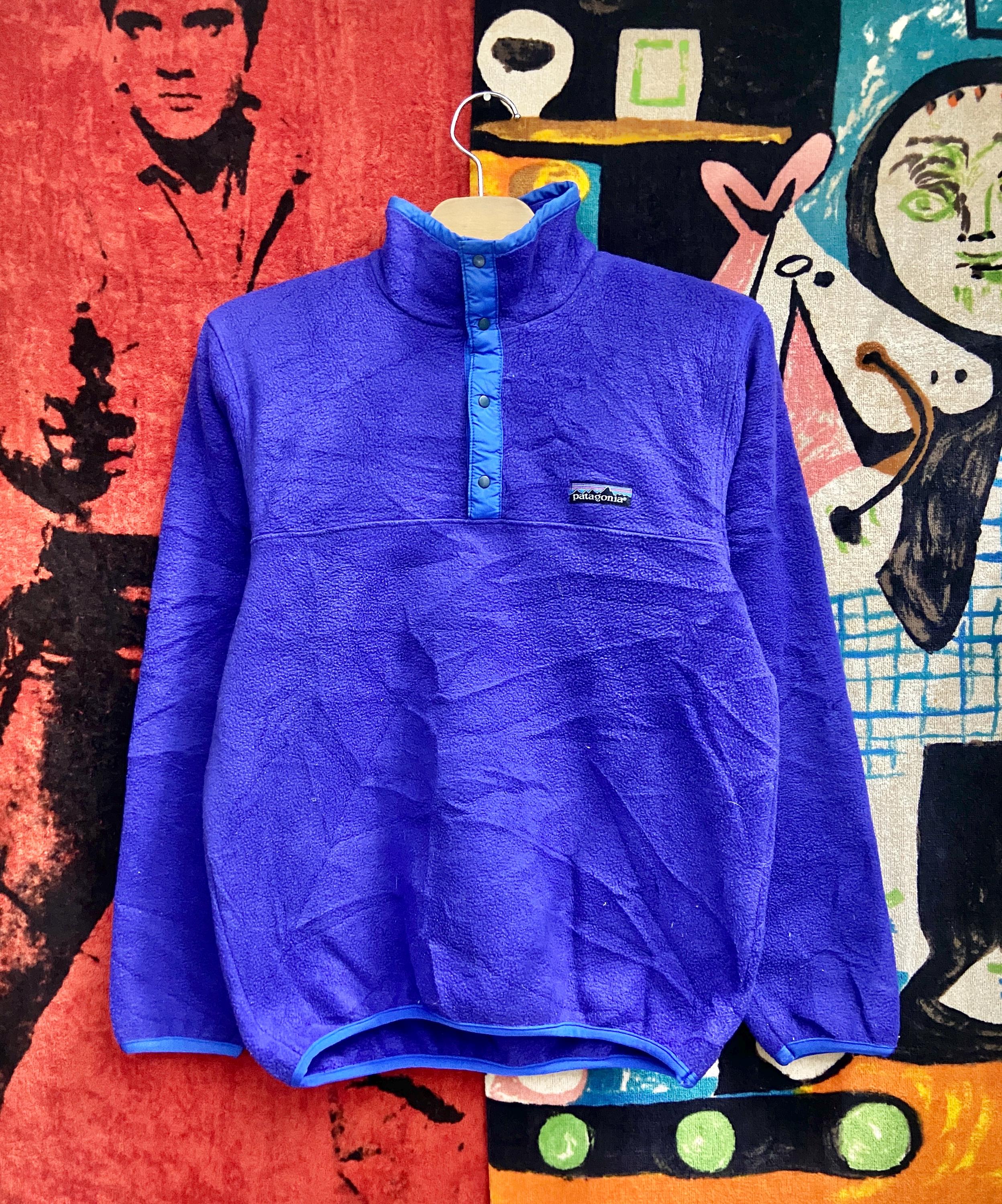 Vintage 90s Patagonia Synchilla Blue Purple Snap Button Fleece