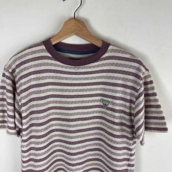 guess striped shirt purple