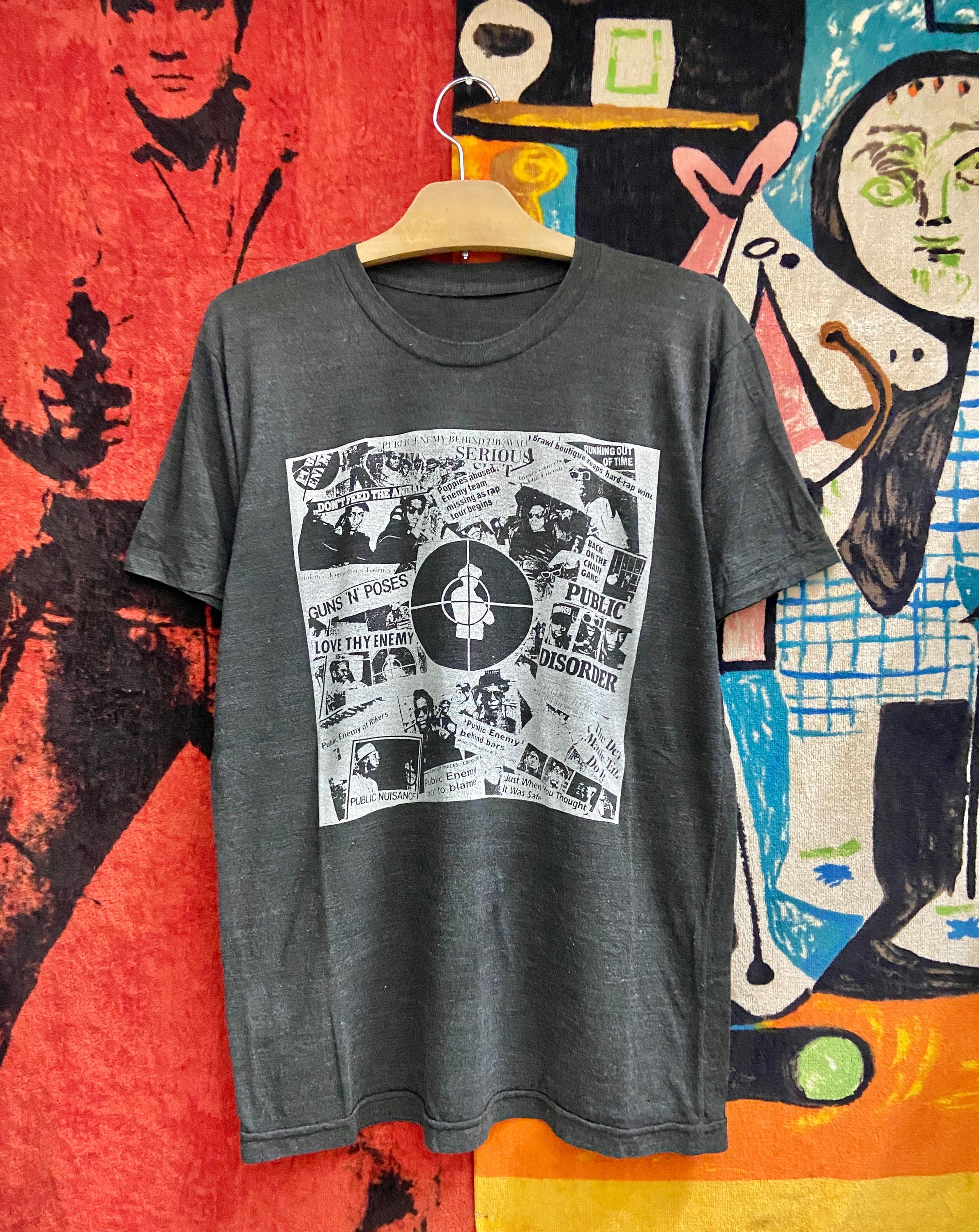T-shirt Vintage Public Enemy - Heavy Cotton Black - Unisexe - Réédition Gildan 5000
