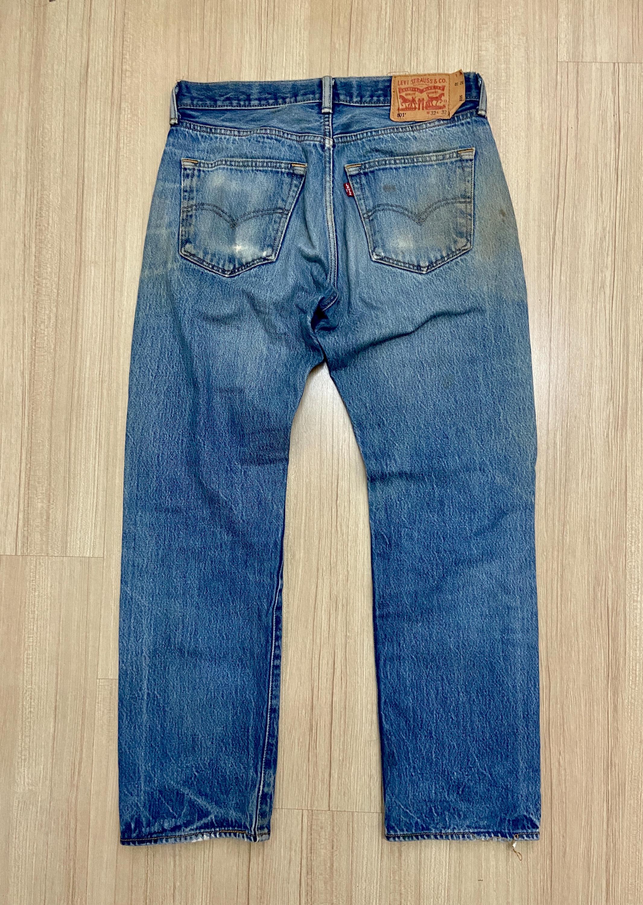 Vintage Levi's 501 Blue Jeans Nicely Faded Distressed Character
