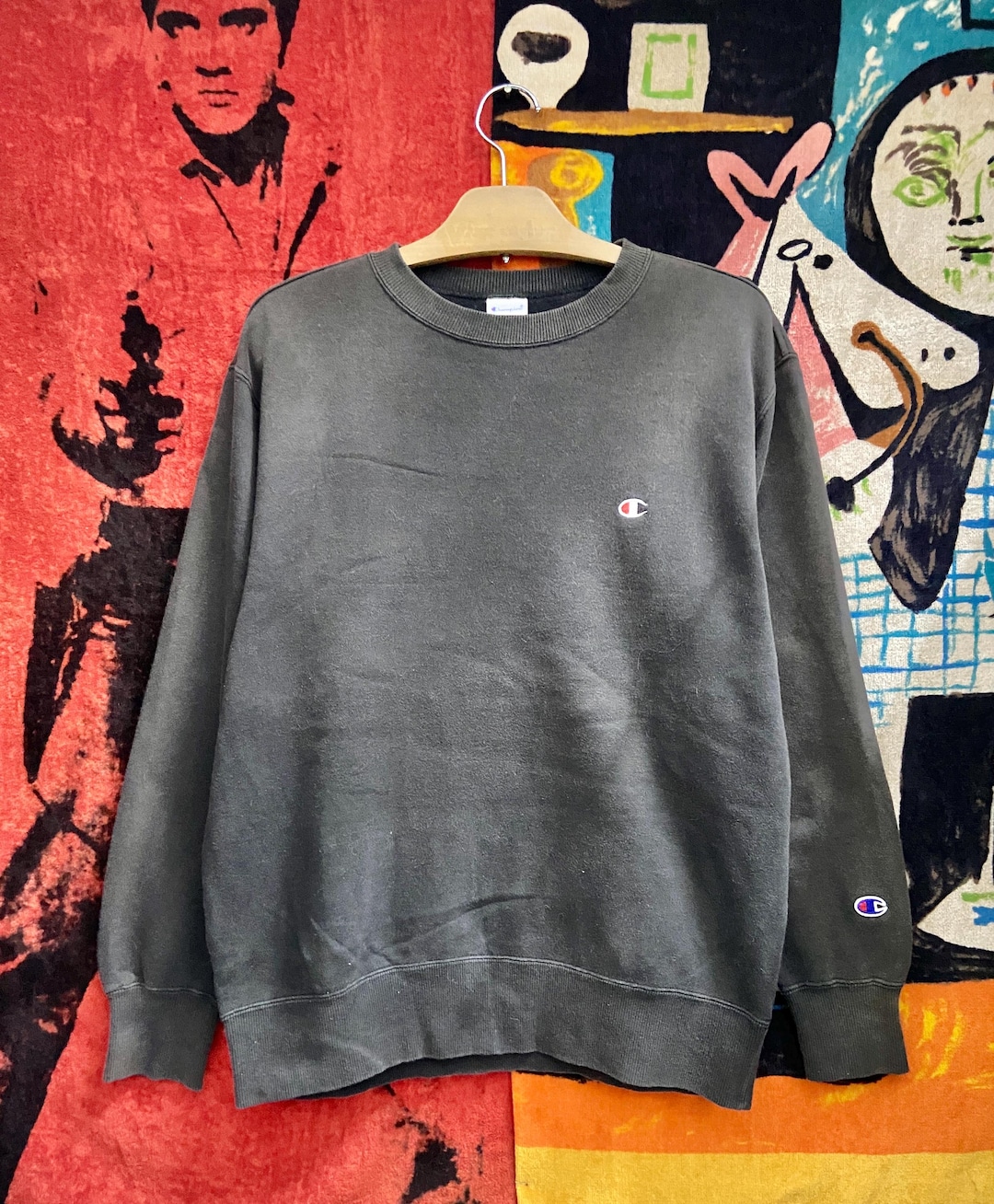Vintage 90s Sun Faded Champion Basic Logo Pull Over Sweatshirt