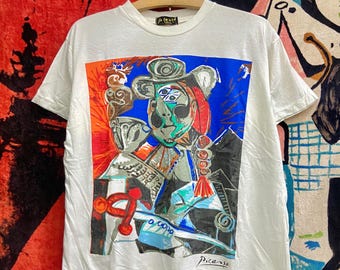 Vintage 90er Jahre Pablo Picasso "Women With Flower" 1932 Kunstwerk Abstrakte Kunst T Shirt / Pop Artwork / Vintage Kunst T-Shirt Size M