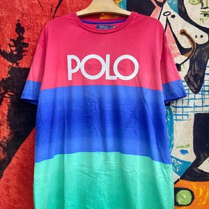Vintage Polo by Ralph Lauren Colorblock Style Classic Fit Big Logo T Shirt / Vintage Polo Ralph Lauren T Shirt L