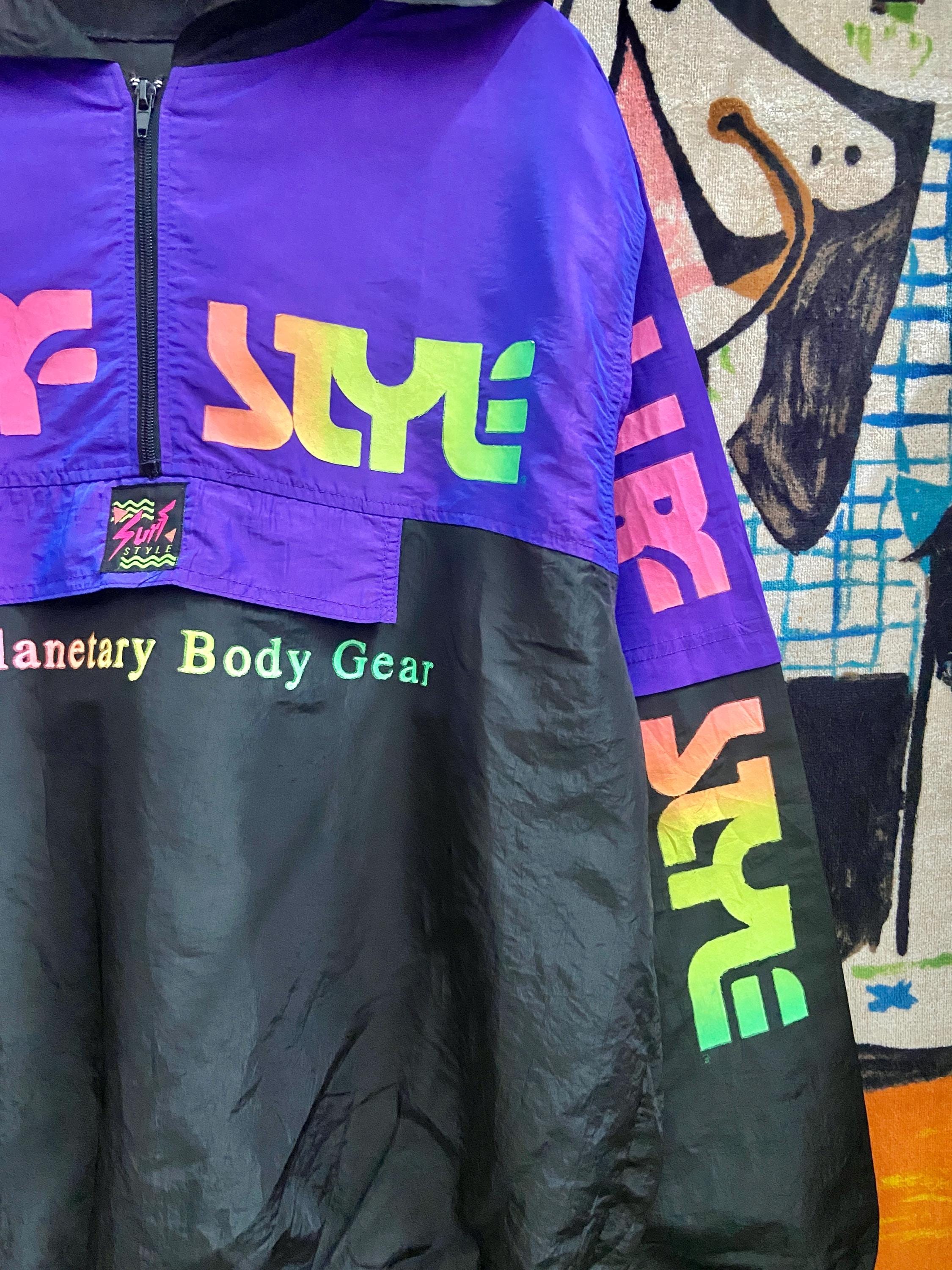 Vintage 90s Surf Style Neon Colour Anorak Half Zip Pull Over