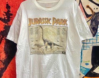 Vintage 90s Jurassic Park 1992 Legendary Sci Fi Adventure Action Steven Spielberg Movie T Shirt / Pop Culture / Vintage Movie T Shirt Size L
