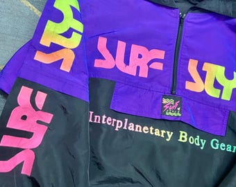 Vintage 90s Surf Style Neon Colour Anorak Half Zip Pull Over