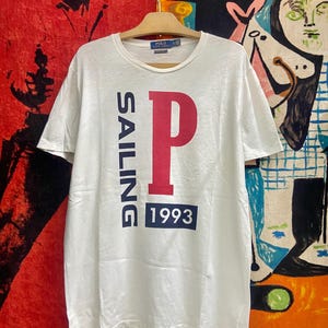 Vintage Polo Ralph Lauren CP-93 Sailing 1993 Classic Fit Big Logo Graphic T Shirt / Vintage Polo Ralph Lauren T Shirt L