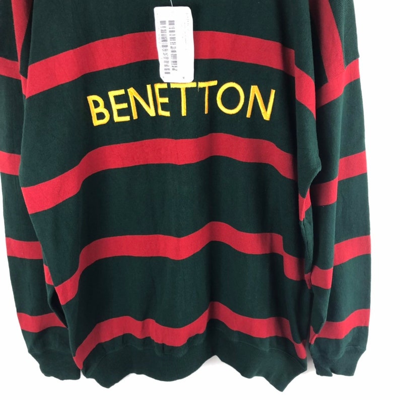 Deadstock* Vintage Benetton Stripes Sweatshirt United Colors Of Benetton Sz M