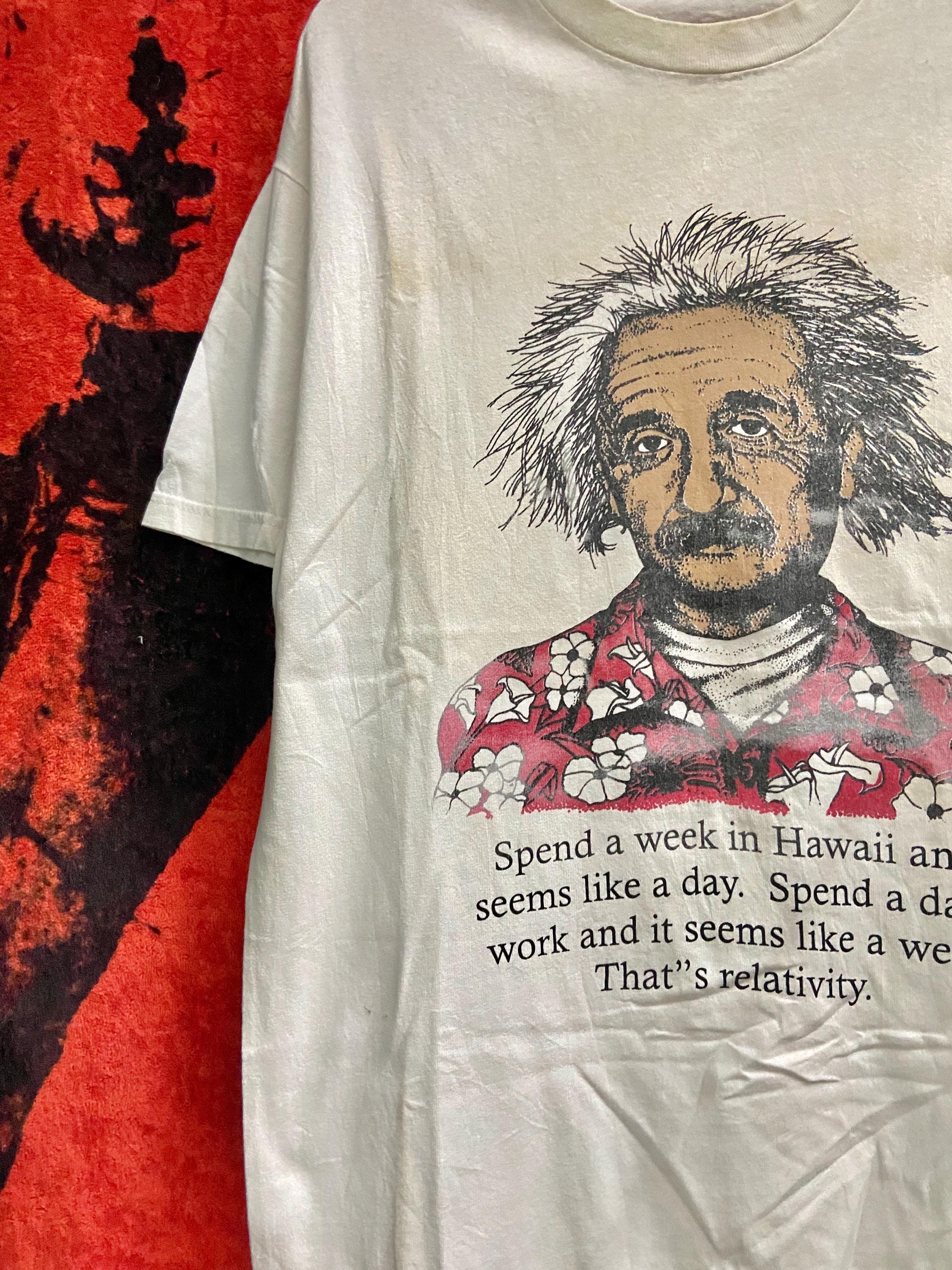Vintage 90s Albert Einstein Legendary Scientist Hawaiian Portrait