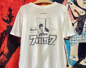 Vintage 80s Seven Times Seven 1969 Italian Cult Crime Gangster Comedy Movie Tower Records T Shirt / Vintage Cult Movie T Shirt Size L