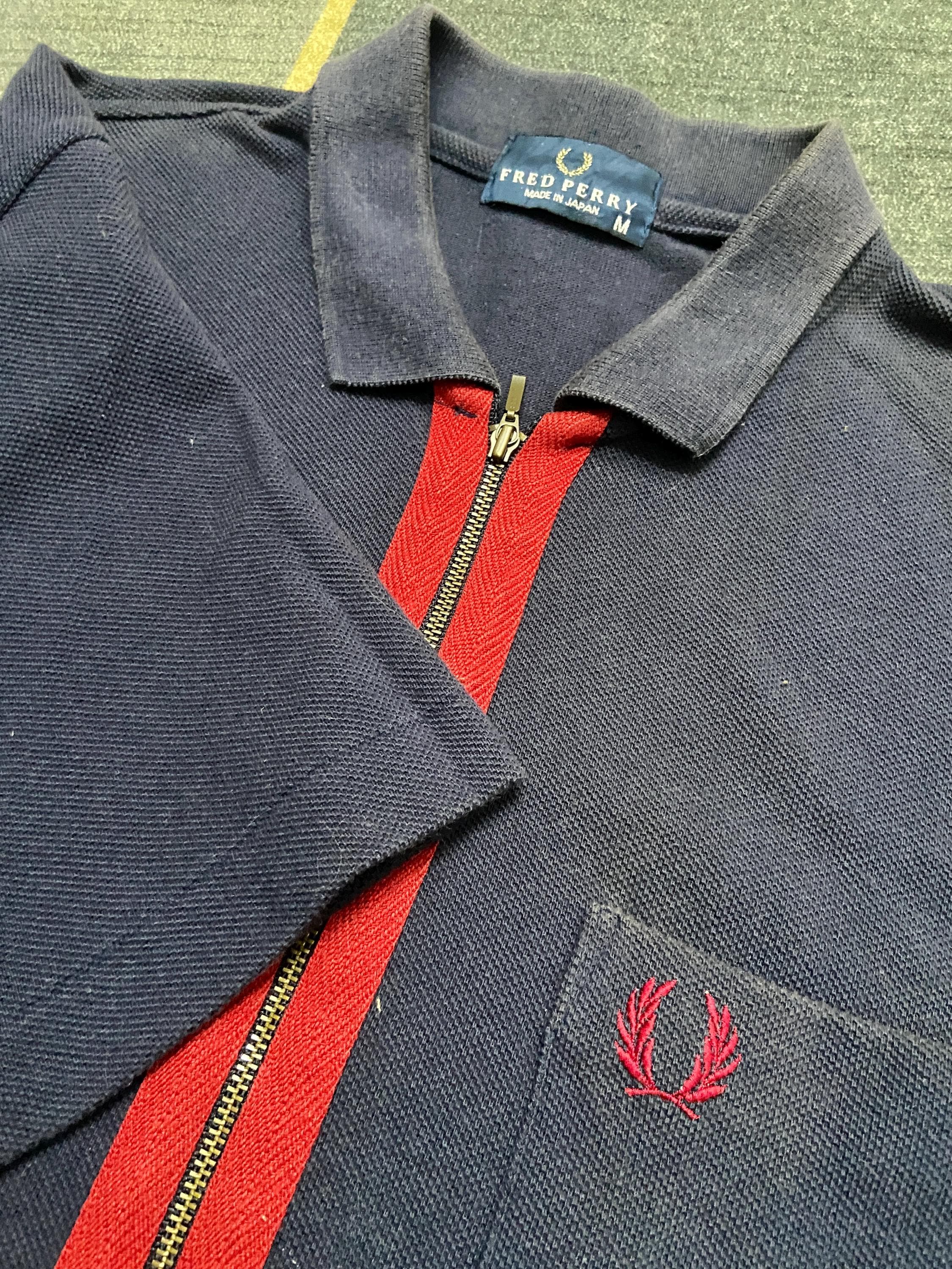 Vintage 90s Fred Perry Full Zip Collared Polo T Shirt / Skinhead