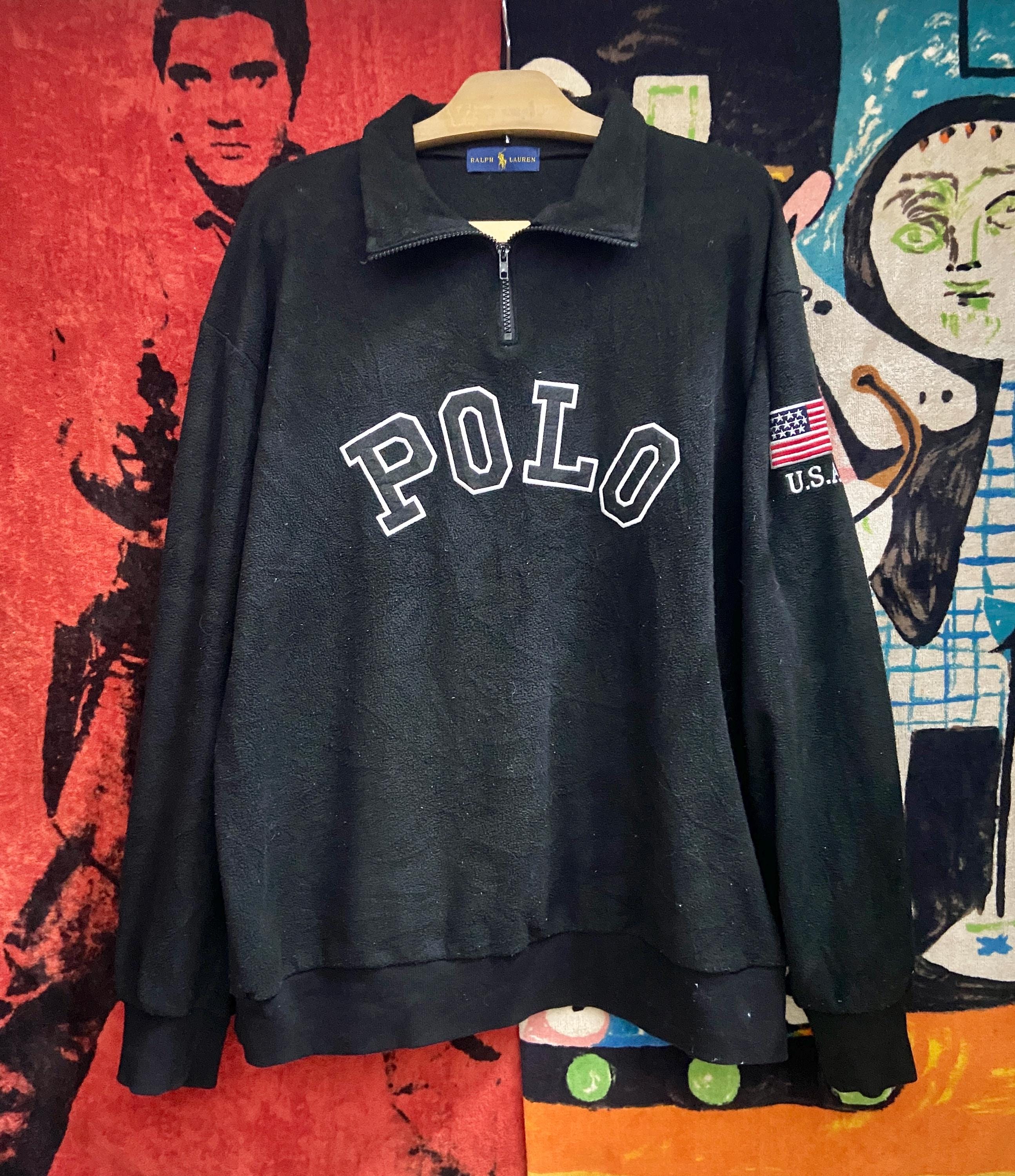 Vintage 90s Polo Ralph Lauren Quarter Zip Spell Out Fleece Jacket