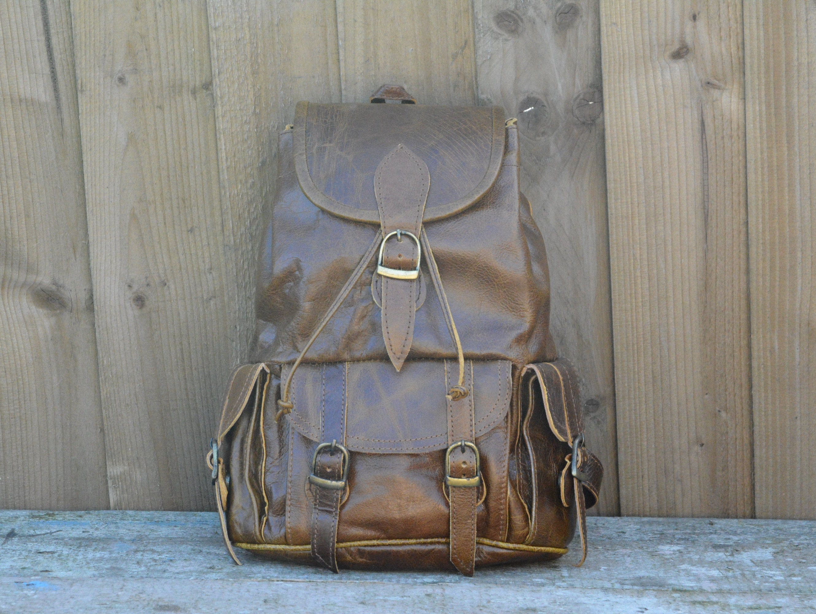 Leather Backpack - Leather Rucksack - Women's Backpack - Leather Shoulder bag - Vintage Backpack - Sustainable -Leather Backpack - Boho Bag.