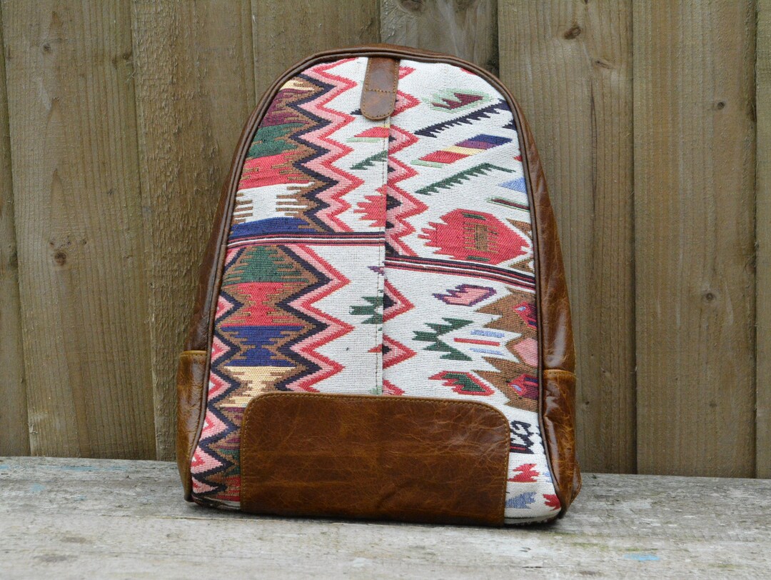 Aztec Leather Backpack Aztec Leather Rucksack Women's Backpack Aztec
