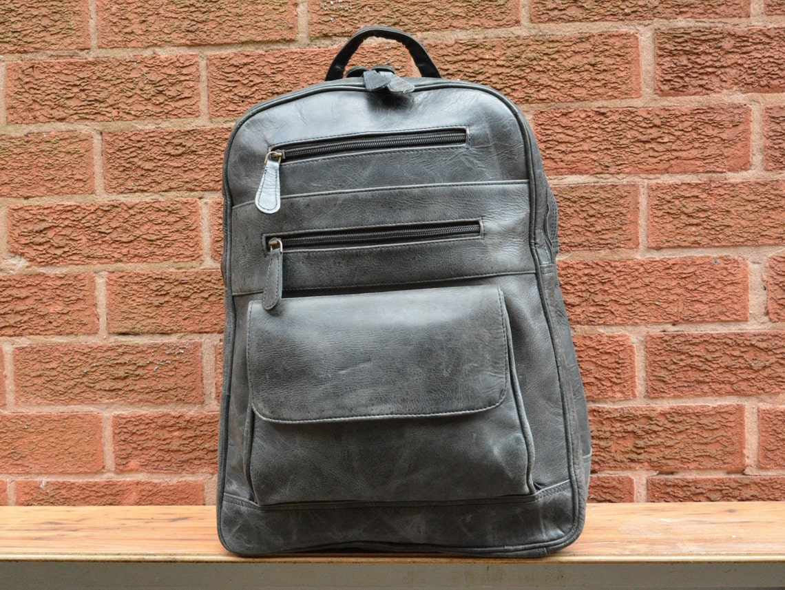 Mens Leather Backpack Black Leather Rucksack Unisex Etsy
