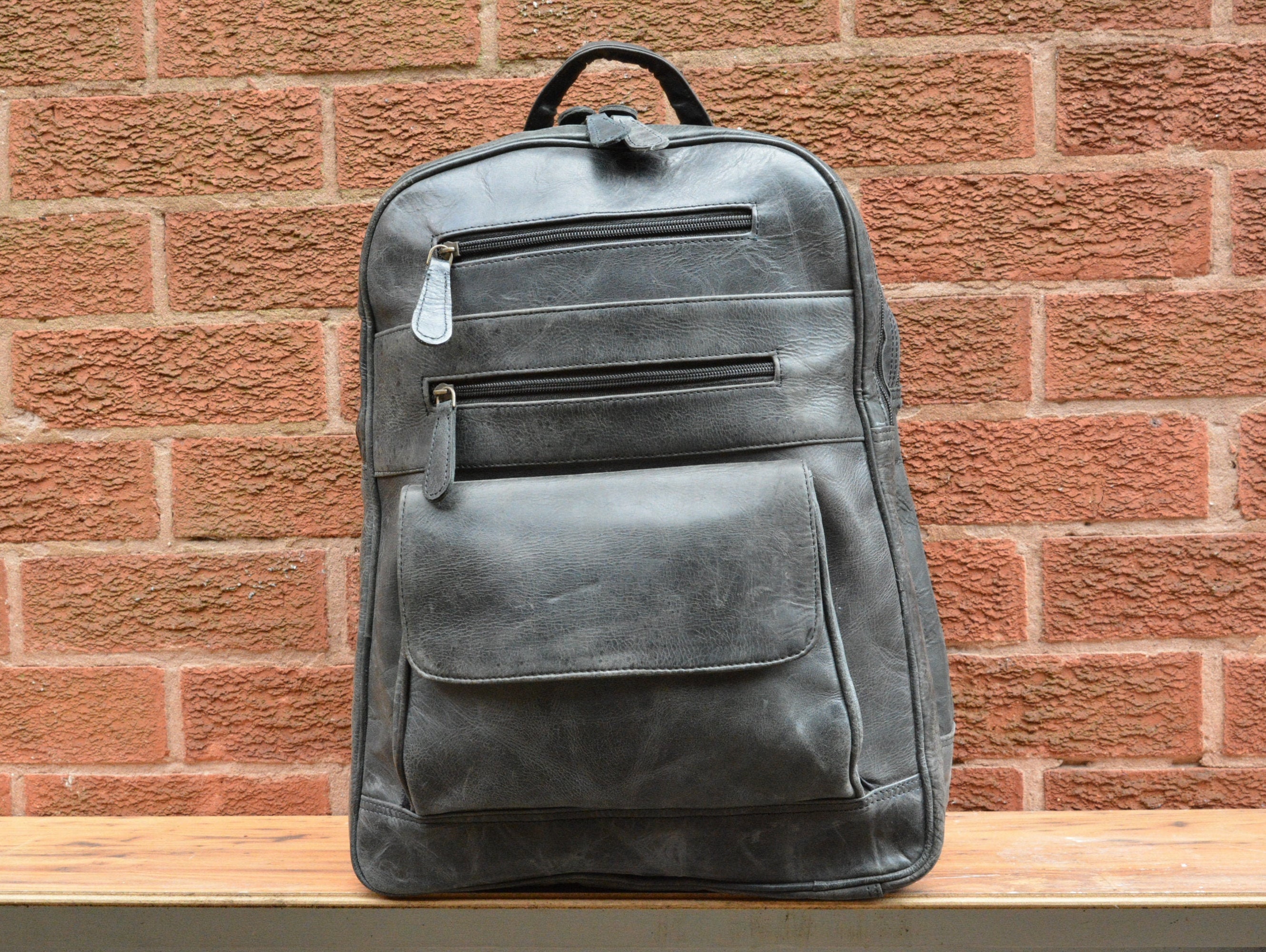 Mens Leather Backpack Black Leather Rucksack Unisex Etsy