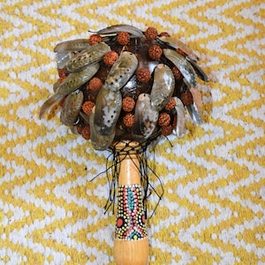 Coconut and Mother of Pearl Shell Maraca - African Maracas - Maracas/Shakers - Handmade - Instrument - Percussion - Fair Trade