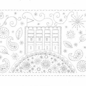 Norwich Castle Herunterladbares Stickmuster PDF mit Anleitung und Stichkarte
