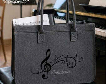 Filz-Shopper ~Musik mit Wunschnamen~ Geschenk für Musiker - Weihnachtsgeschenk 2025