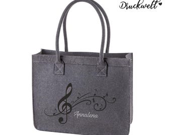 Filz-Shopper ~Musik mit Wunschnamen~ Geschenk für Musiker - Weihnachtsgeschenk 2025