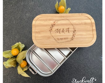 Lunchbox Wedding Lunchbox Lunchbox- engraved with desired name, bread box, lunch box, personalized, gift, packaging, bamboo