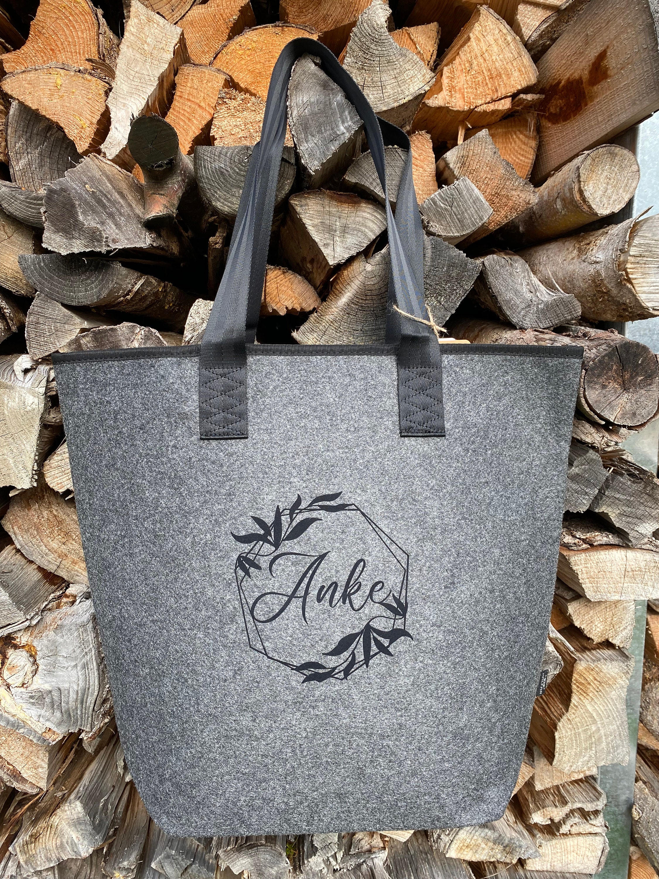 Large Bag Felt Shopper XL Name With Tendril Etsy