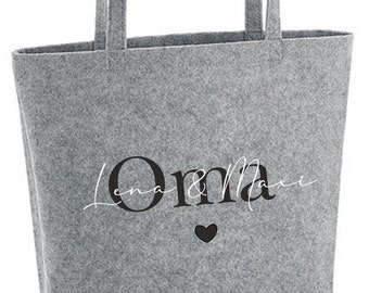 Filztasche Oma personalisiert,Enkelkinder,Tasche, Name, Geschenk, Freundin,Mama, Weihnachtsgeschenk, Filzshopper, Handtasche, Einkaufstasche