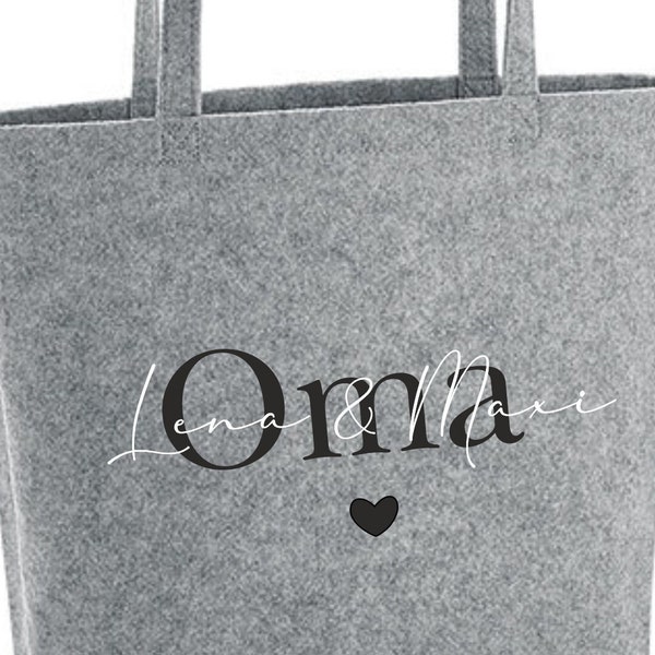 Filztasche Oma personalisiert,Enkelkinder,Tasche, Name, Geschenk, Freundin,Mama, Weihnachtsgeschenk, Filzshopper, Handtasche, Einkaufstasche