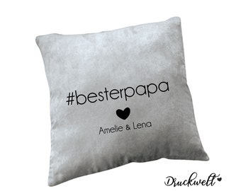 Kissen #besterpapa Wunsch inkl.Kindernamen,Weihnachtsgeschenk Papa,Opa, Geburtstagsgeschenk,Geschenk Vatertag,Kissen personalisiert