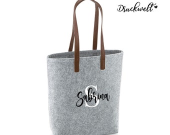 Filzshopper personalisiert,Initial und Name,Geschenk,Geburtstag,Weihnachten,Shopper,Filztasche,Geschenk für Freundin,Mama,Tochter,Enkel,Oma