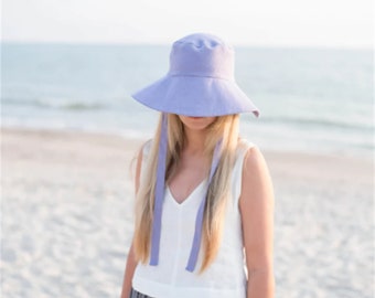 すぐに発送可能/リネンサンハット/ストラップ付きリネンハット/夏用