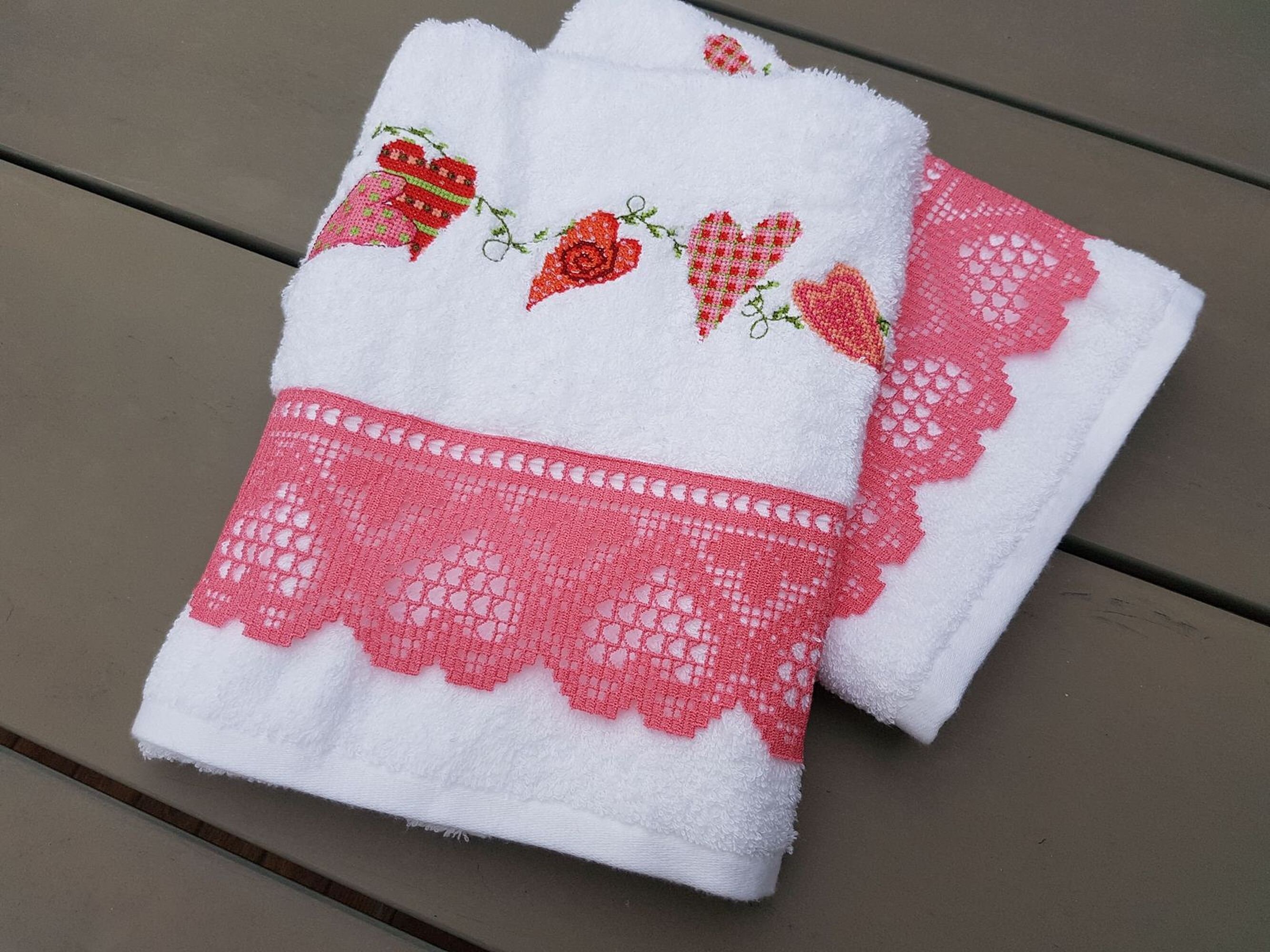 White vintage towels Bathroom hand towels Custom towel Cute Etsy