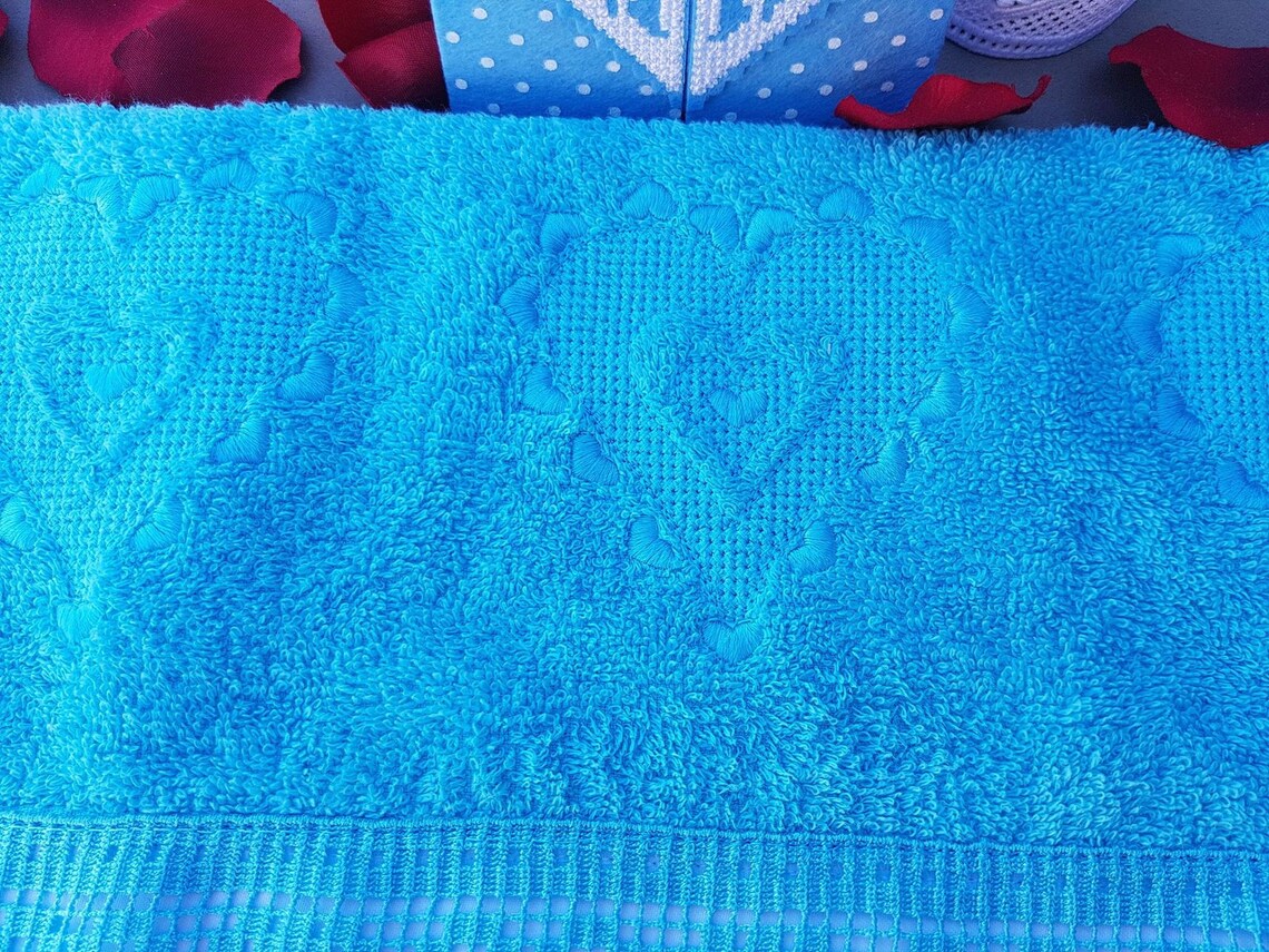 Blue vintage towel Bathroom hand towel Custom towel Cute Etsy