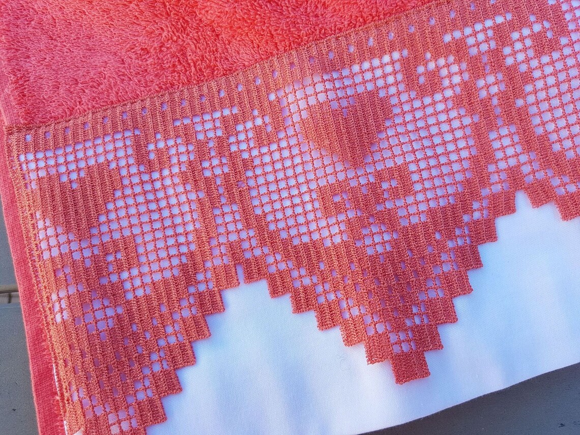 Red vintage towels Bathroom hand towels Custom towels Cute Etsy