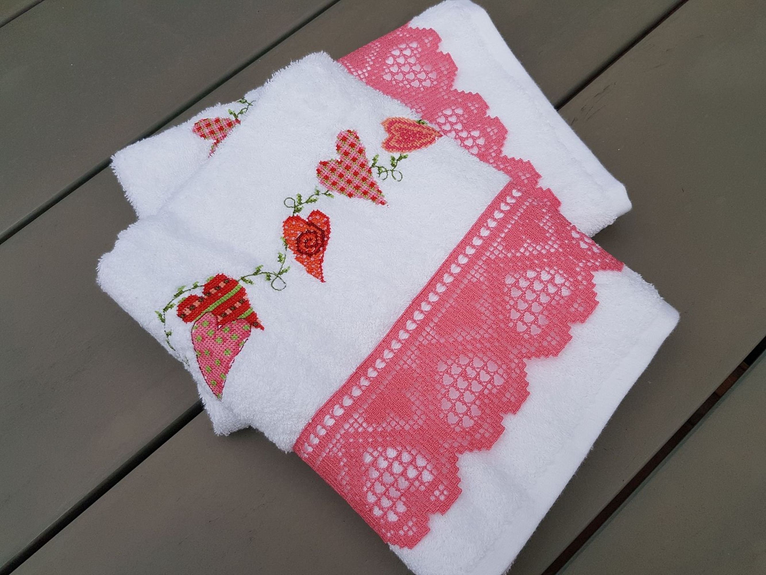 White vintage towels Bathroom hand towels Custom towel Cute Etsy