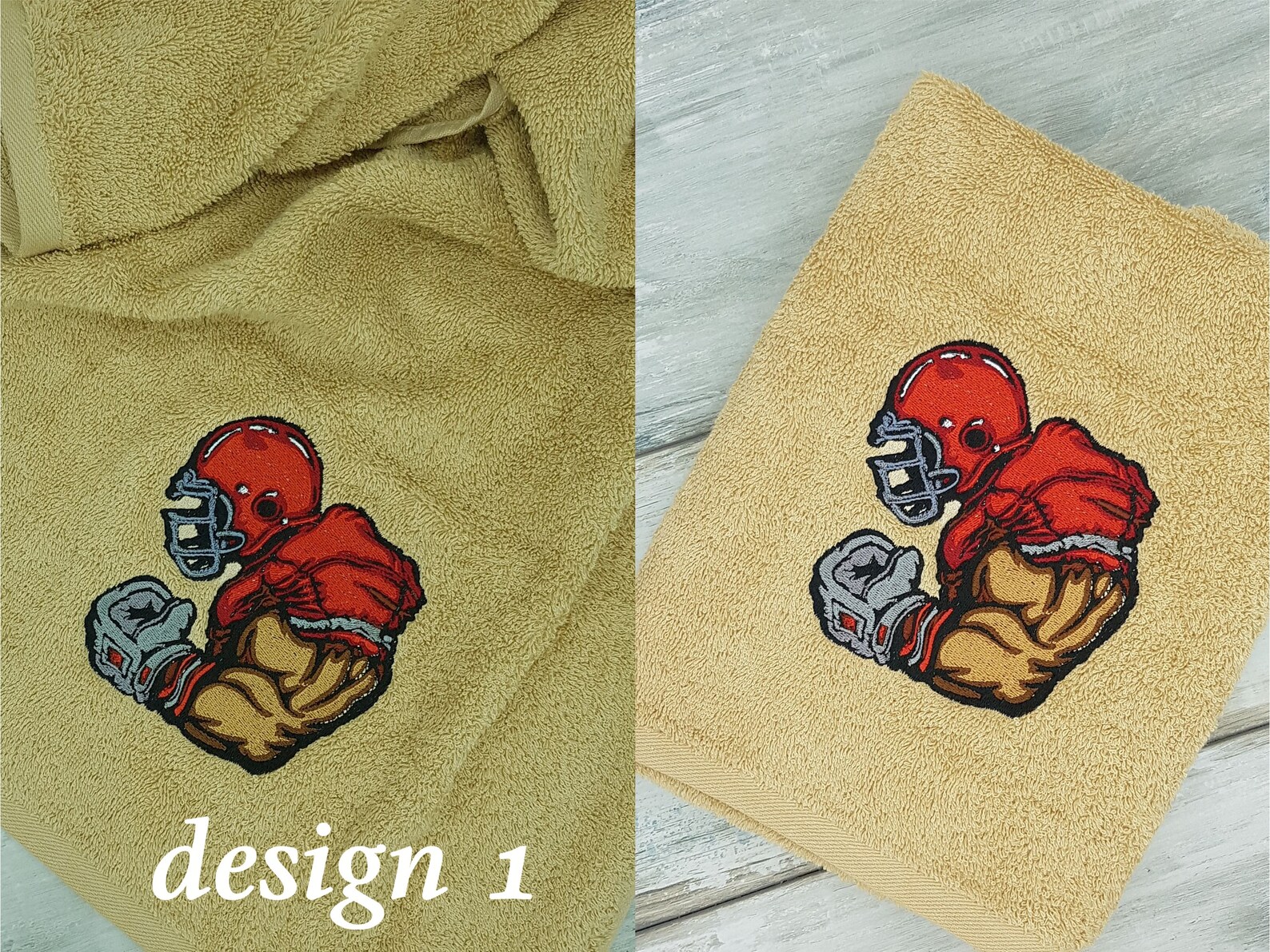 Men's sports towel with American football embroidery Gym Etsy