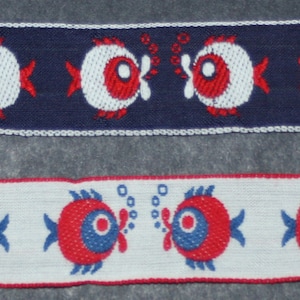 Ruban Jacquard décoratif au motif de poissons 23 mm
