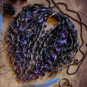 Amethyst- Curly Spiral Boho Synthetic Wavy Dreadlocks Locs Extensions