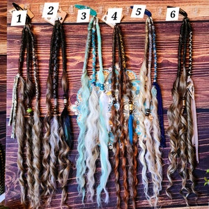 Clip in Dreads Soft Wavy Curly Spiral SE dreadlock loc extensions Ready to ship