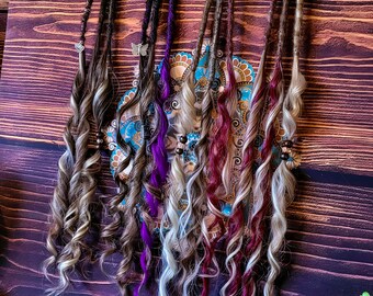 Clip in Dreads Wavy Curly Spiral SE dreadlock extensions Ready to ship