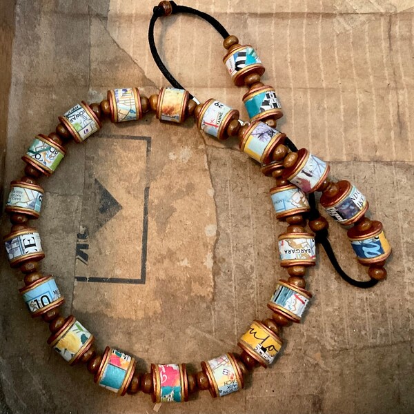 Paper Embossed Bead Necklace