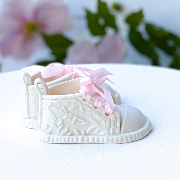 Porcelain Baby Shoes Pink Satin