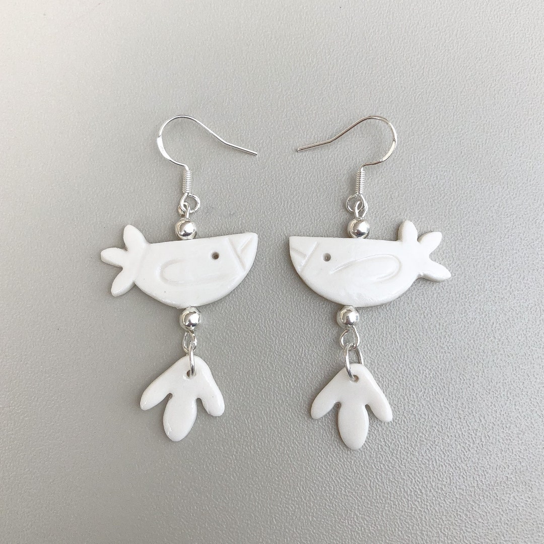 Quirky Birds-foot Porcelain Earrings - Etsy UK